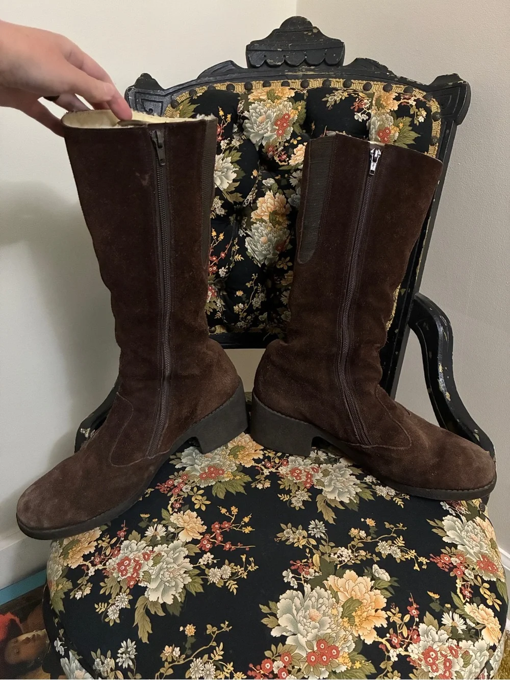 Vintage Drapers of Glastonbury Made in England Shearling Suede Boots
